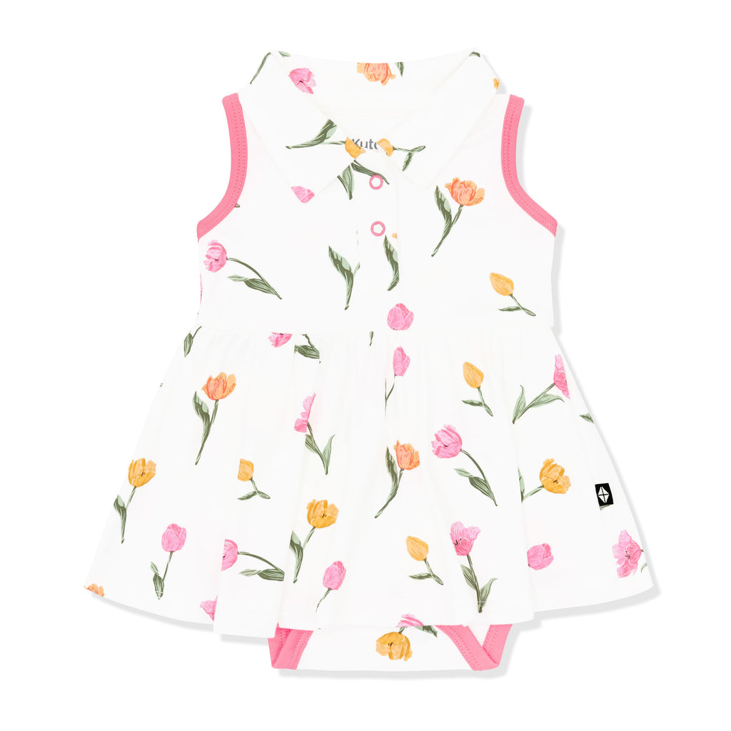 Polo Bodysuit Dress in Tulip