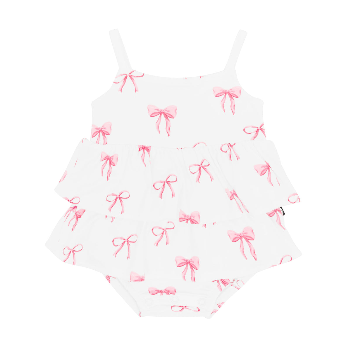 Spaghetti Strap Ruffle Romper in Bow