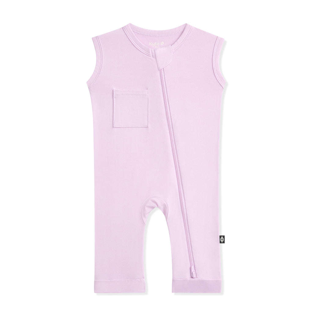 Zippered Sleeveless Romper in Thistle