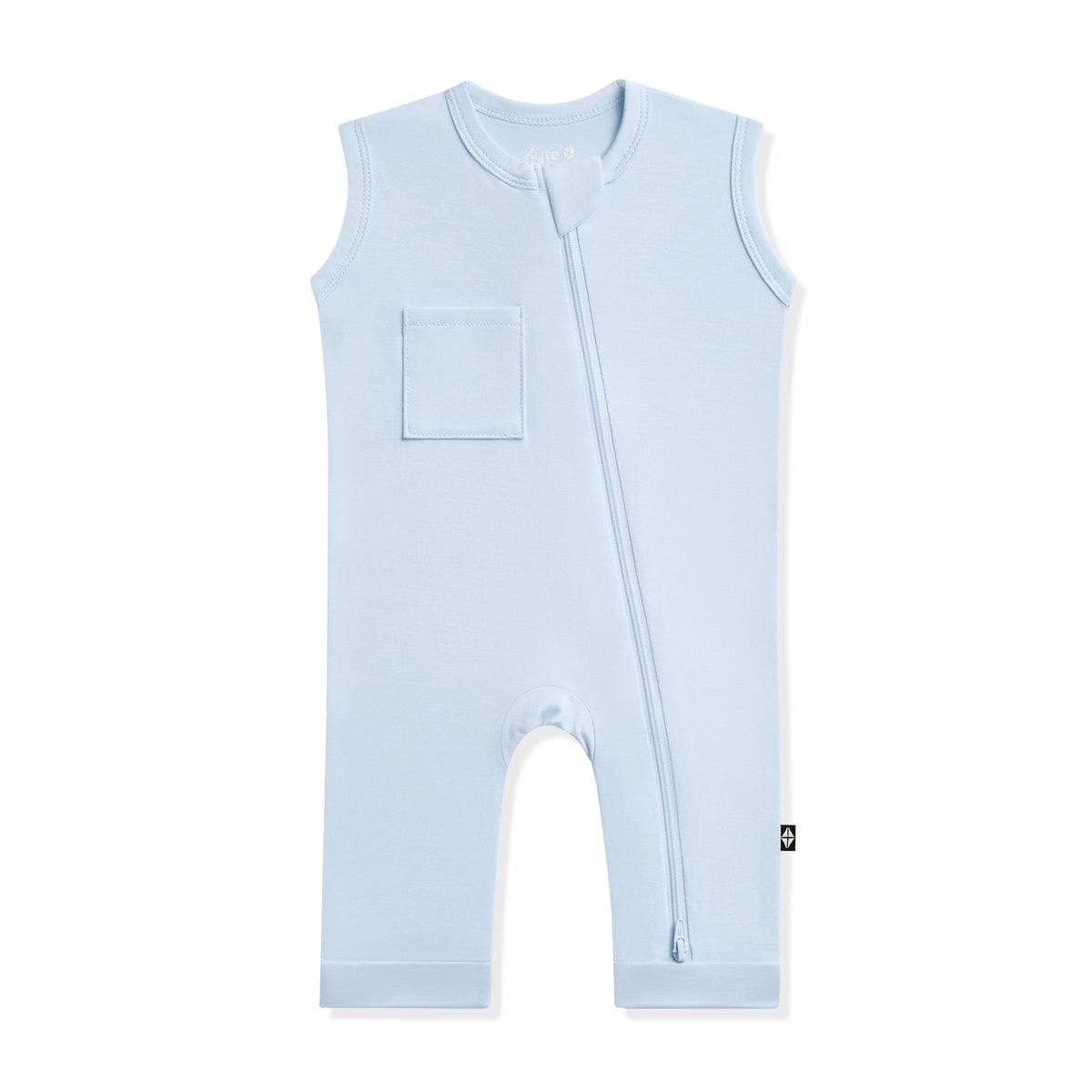 Zippered Sleeveless Romper in Breeze