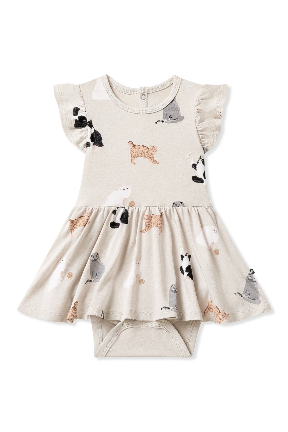 Twirl Bodysuit Dress in Fluffy Cat