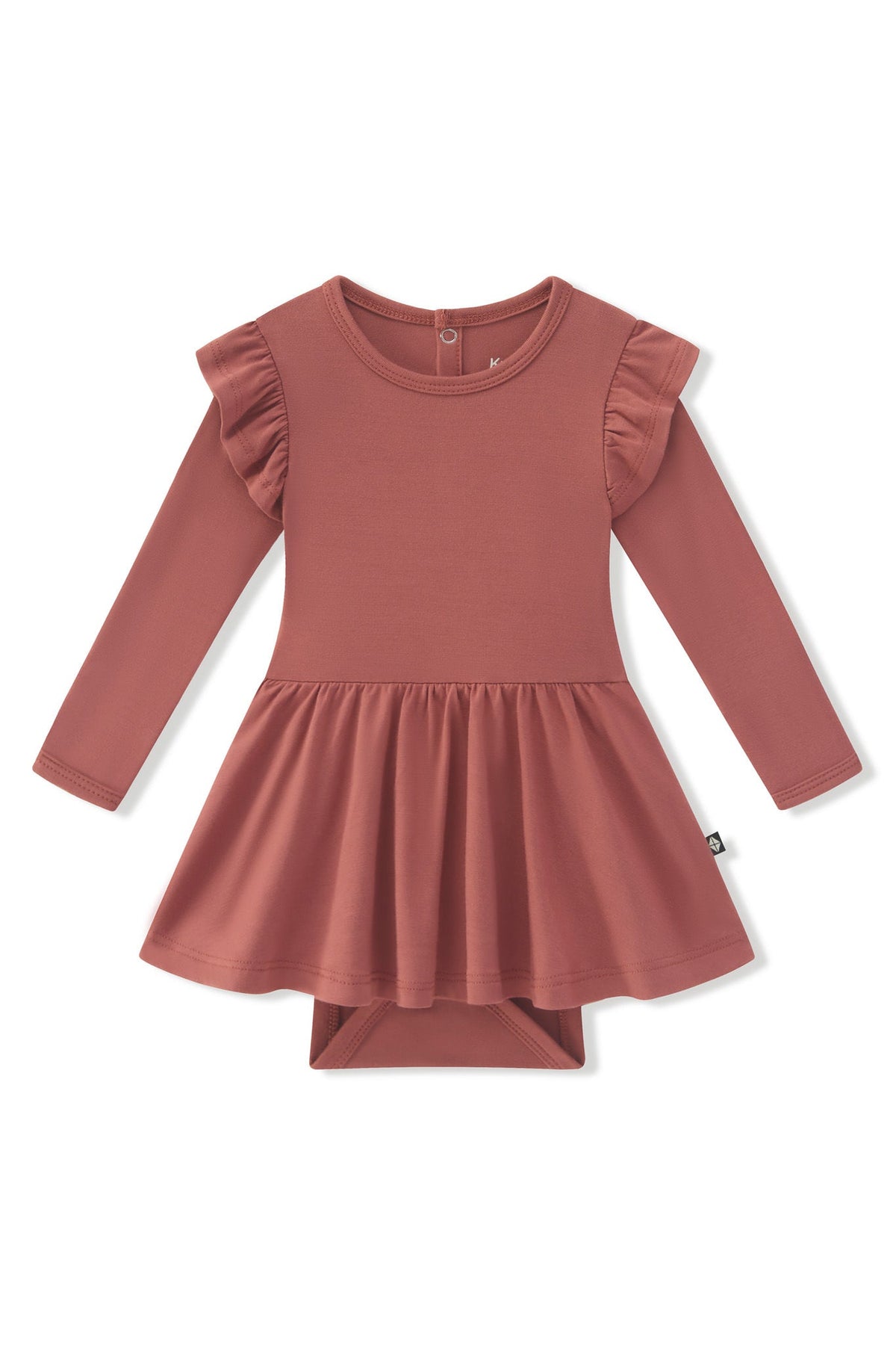 Long Sleeve Twirl Bodysuit Dress in Ember