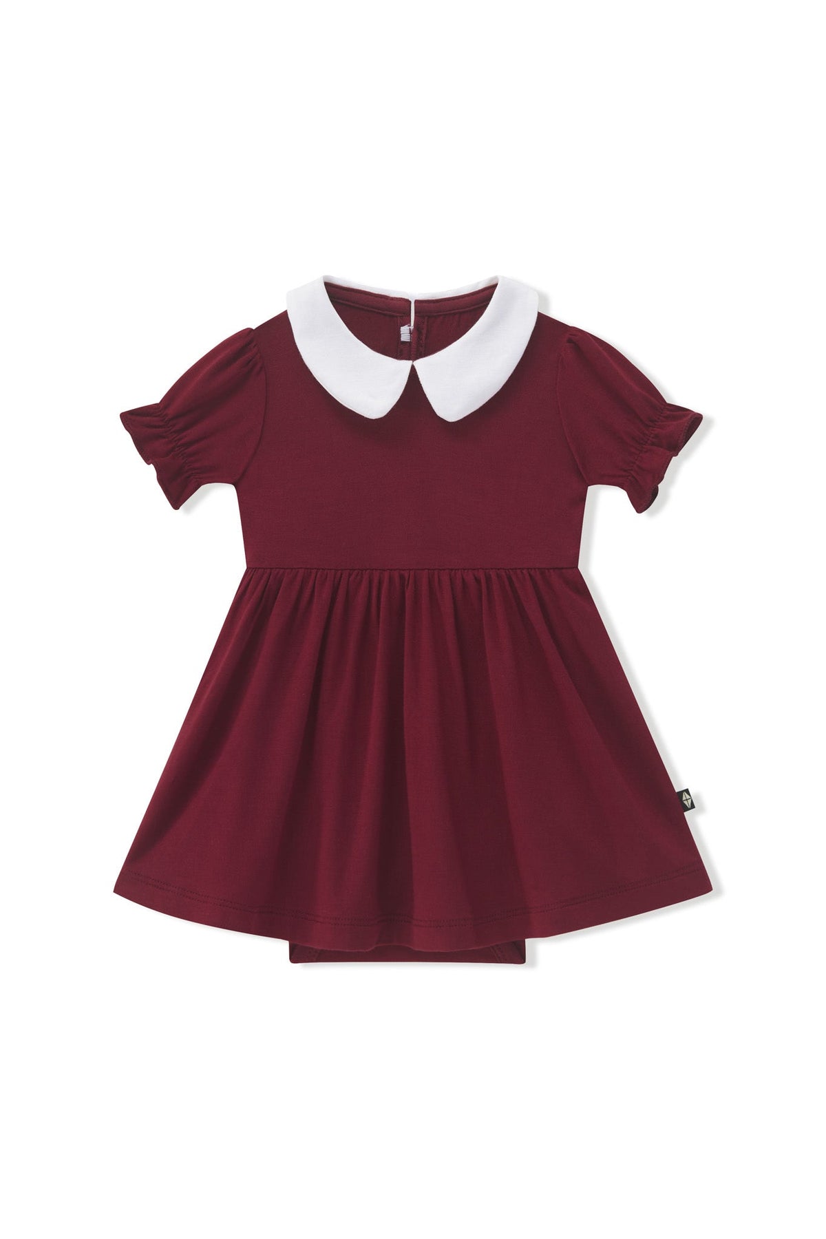 Peter Pan Collar Bodysuit Dress in Burgundy