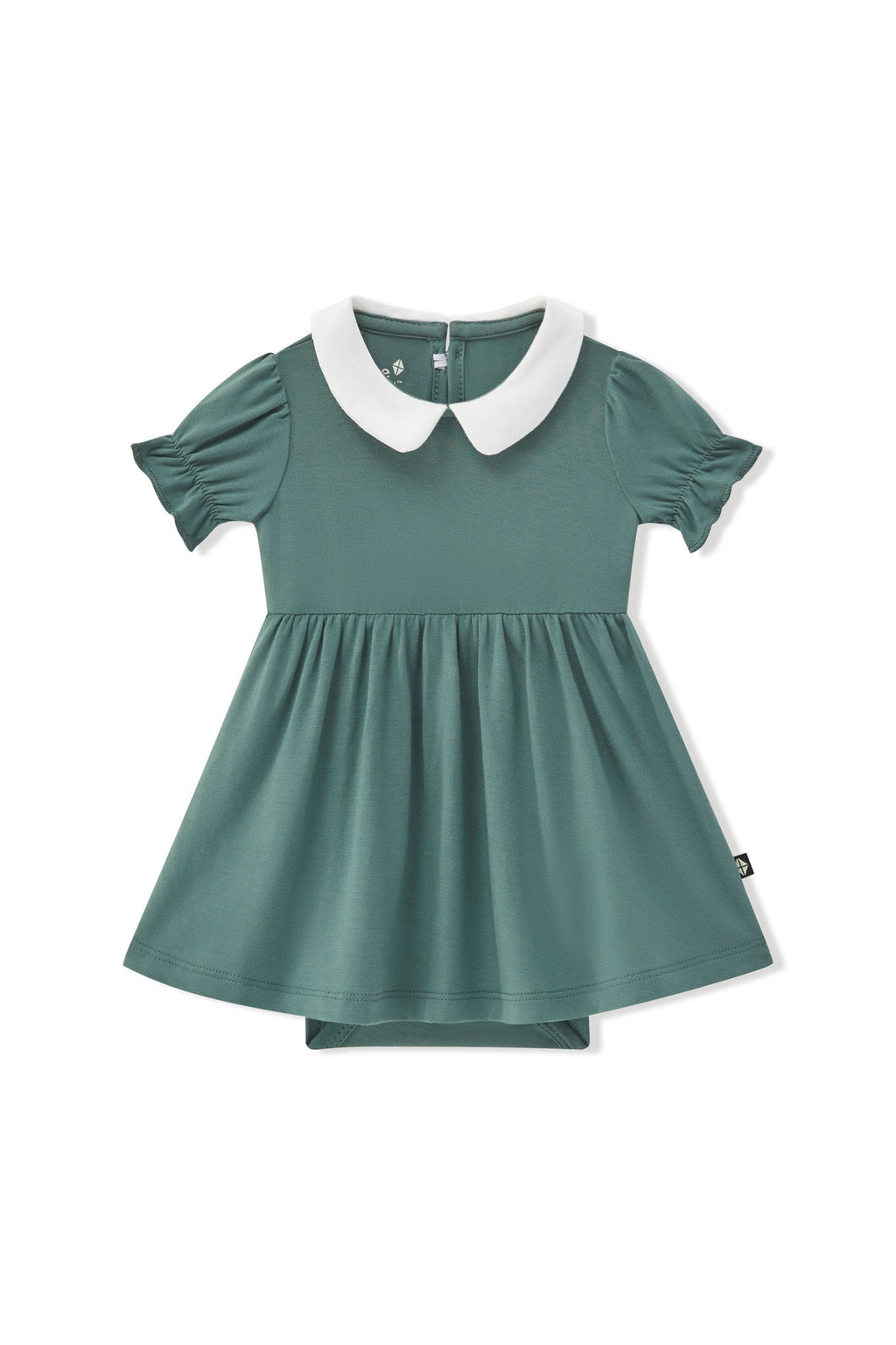 Peter Pan Collar Bodysuit Dress in Pine