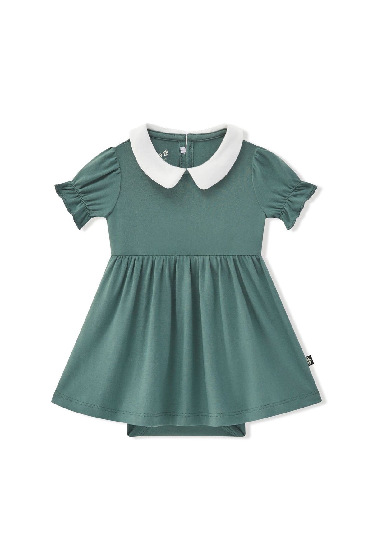 Peter Pan Collar Bodysuit Dress in Pine