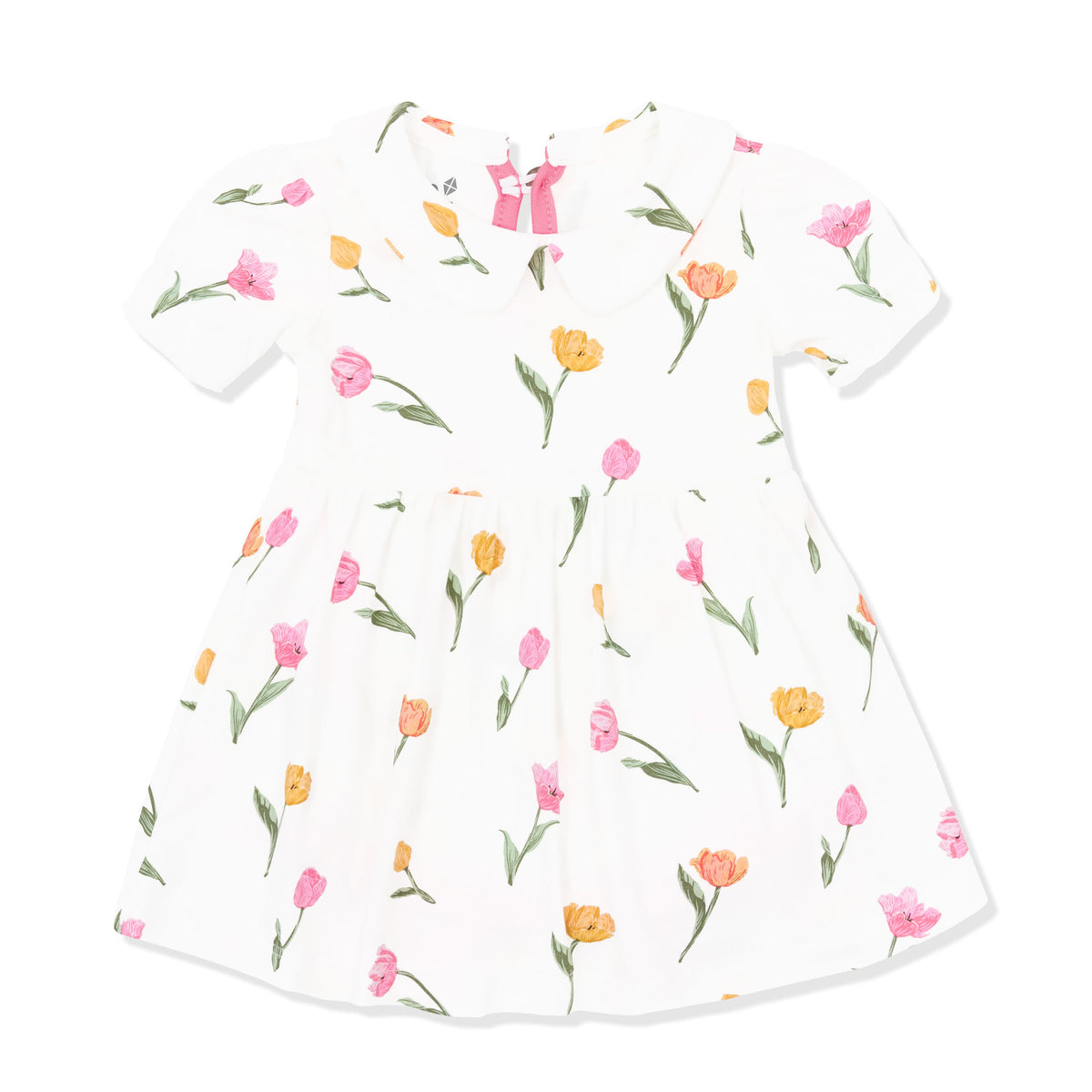 Peter Pan Collar Bodysuit Dress in Tulip