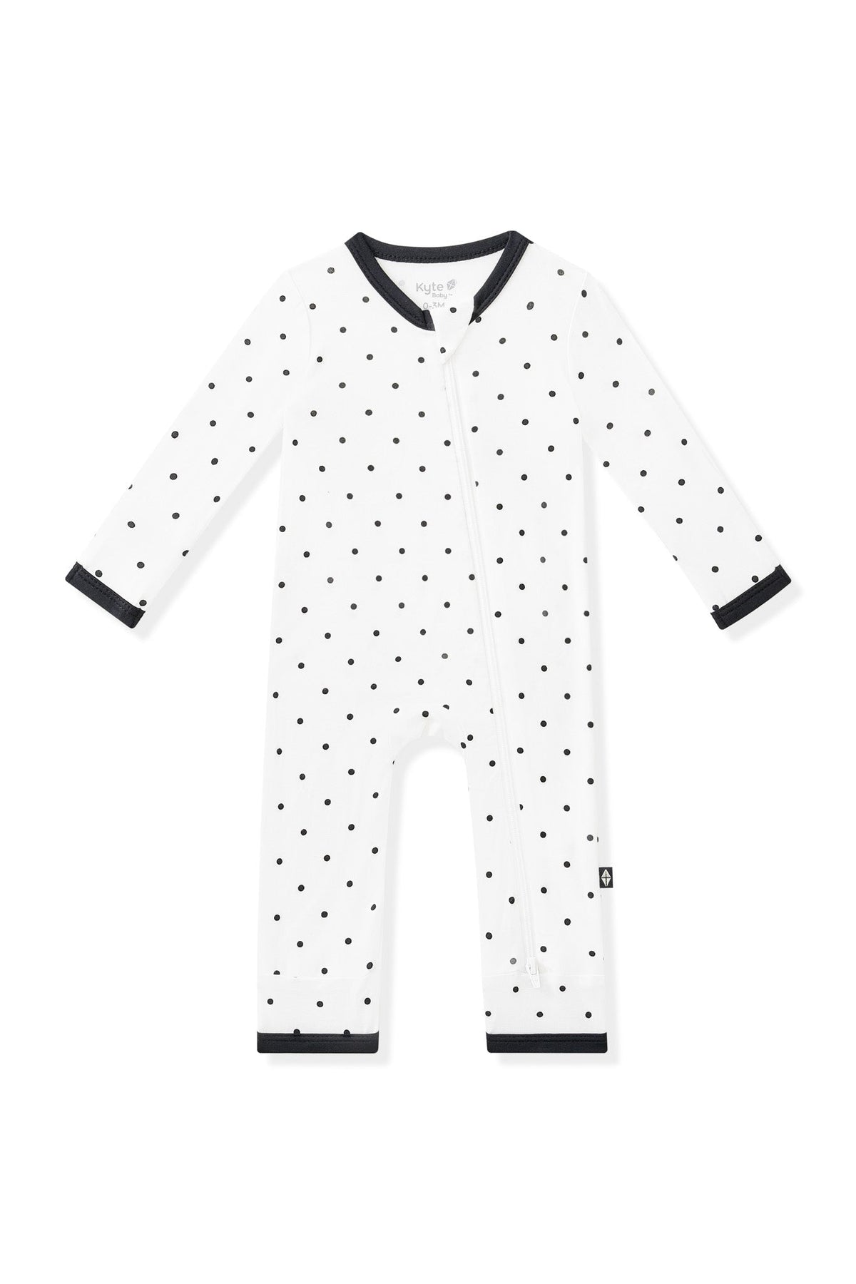 Zippered Romper in Midnight Polka Dot