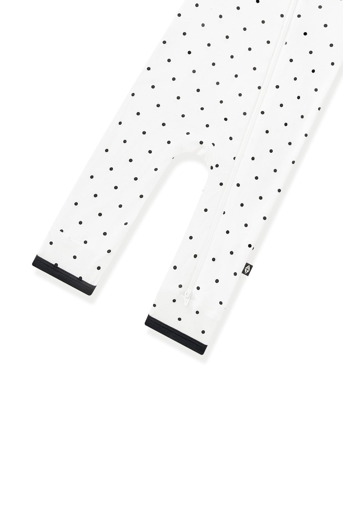Zippered Romper in Midnight Polka Dot
