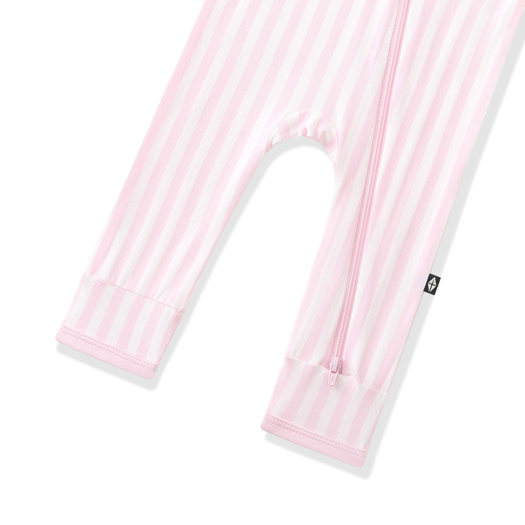 Zippered Romper in Small Sakura Stripe