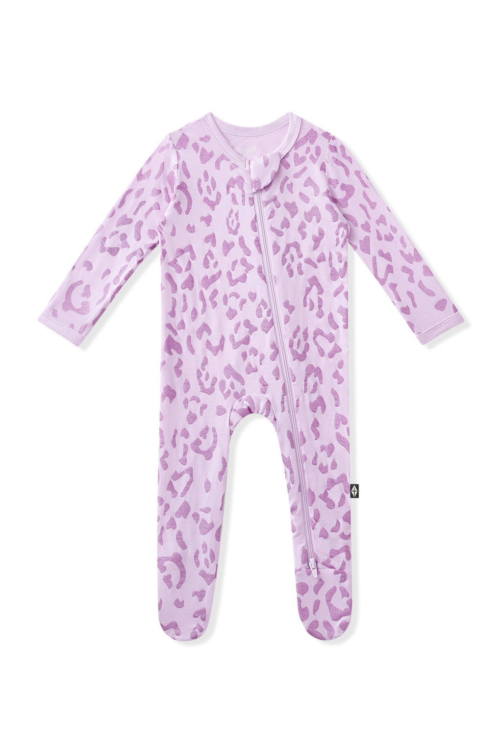 Zippered Footie in Thistle Leopard