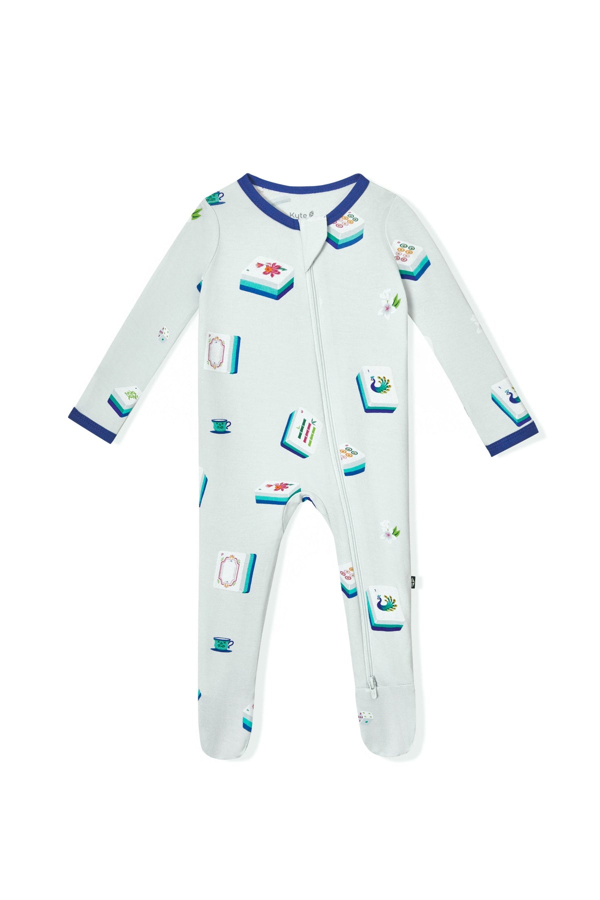 Zippered Footie in Dew Mahjong