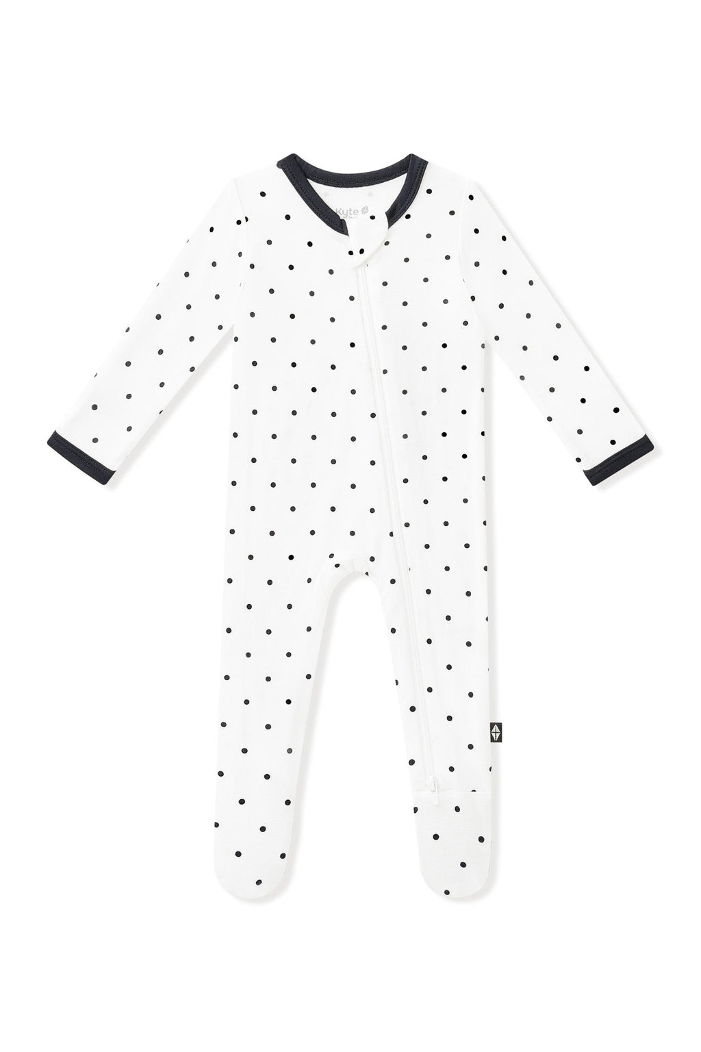 Zippered Footie in Midnight Polka Dot