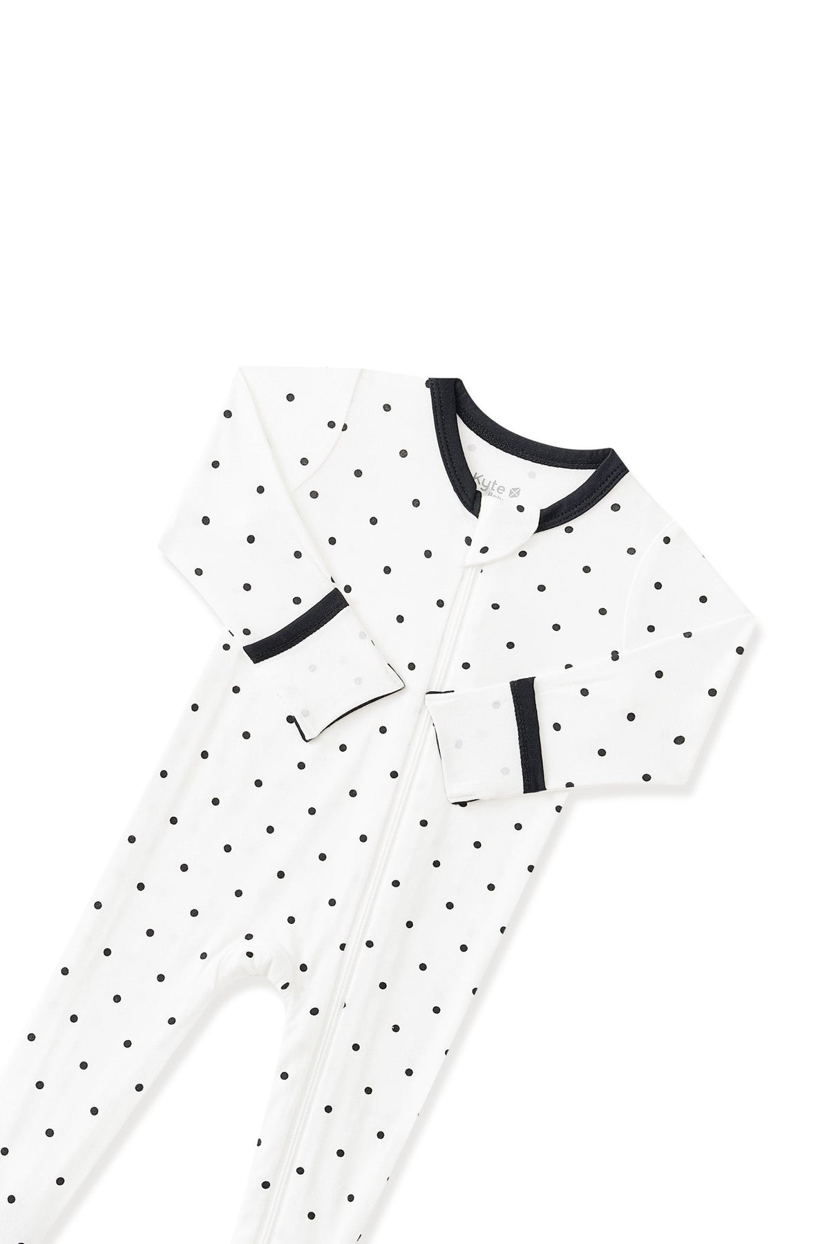 Zippered Footie in Midnight Polka Dot