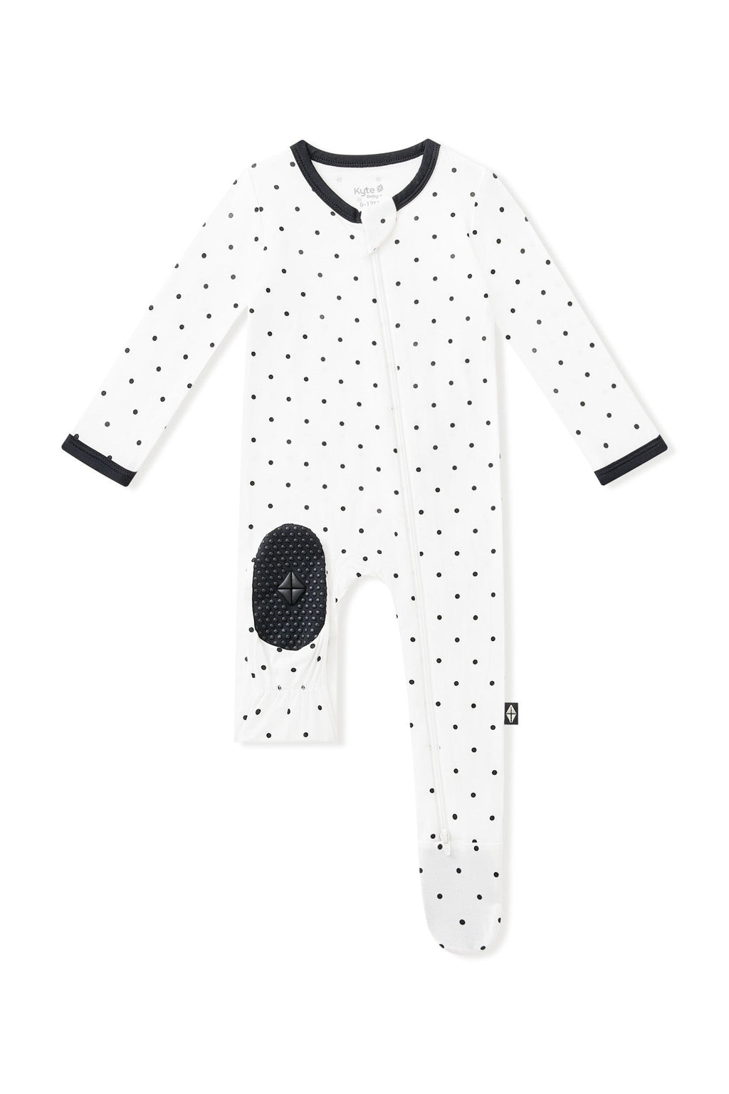 Zippered Footie in Midnight Polka Dot
