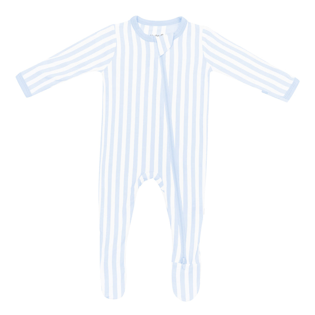 Zippered Footie in Small Mist Stripe