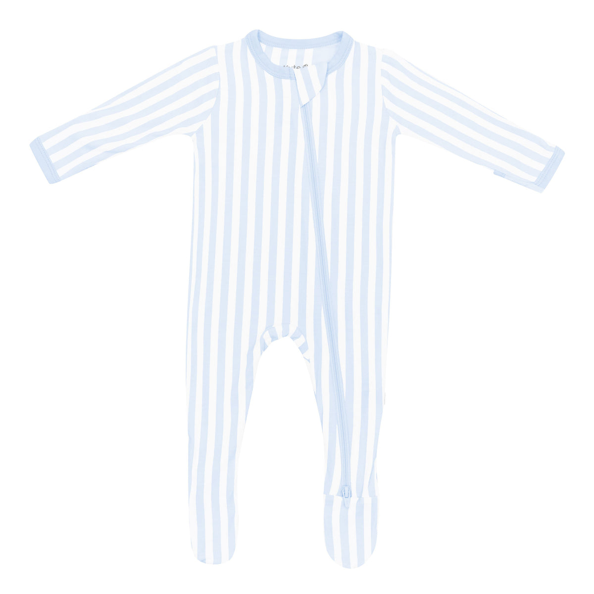 Zippered Footie in Small Mist Stripe