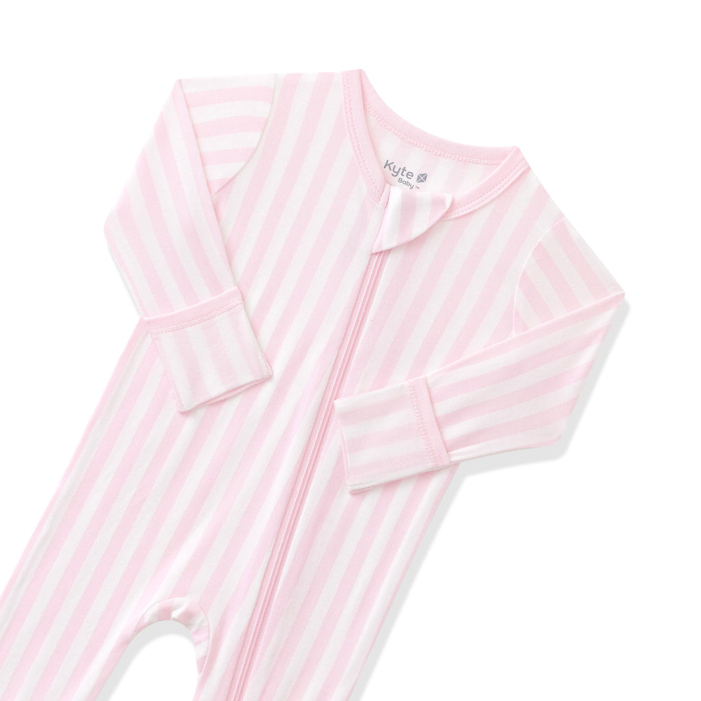 Zippered Footie in Small Sakura Stripe