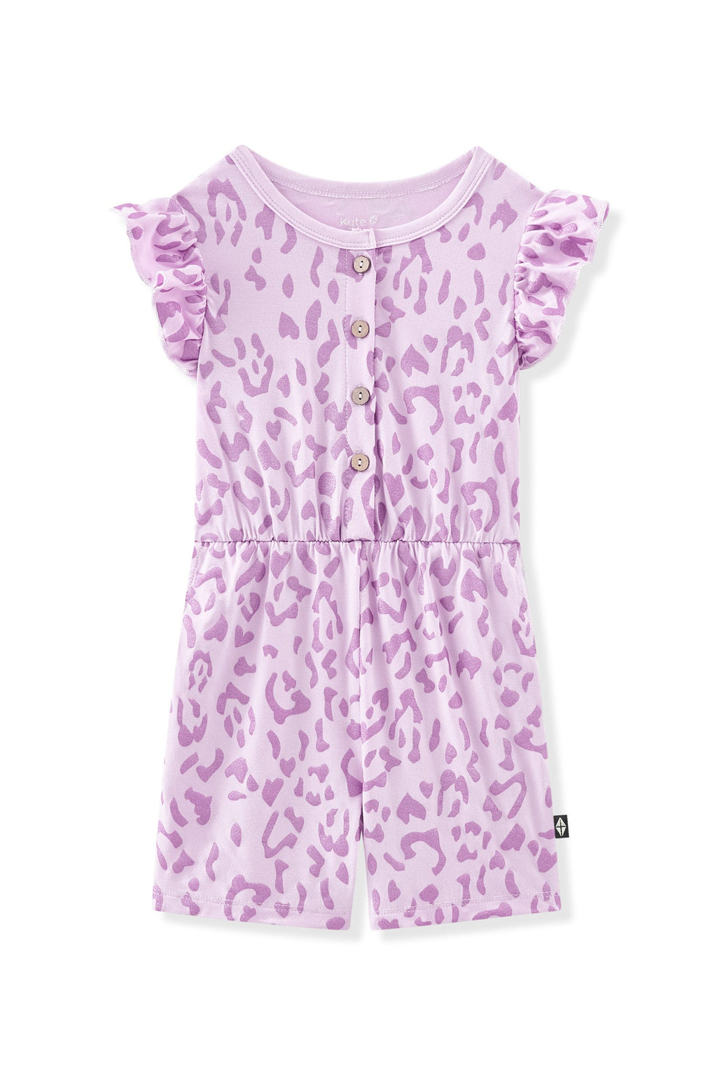 Flutter Sleeve Romper in Thistle Leopard