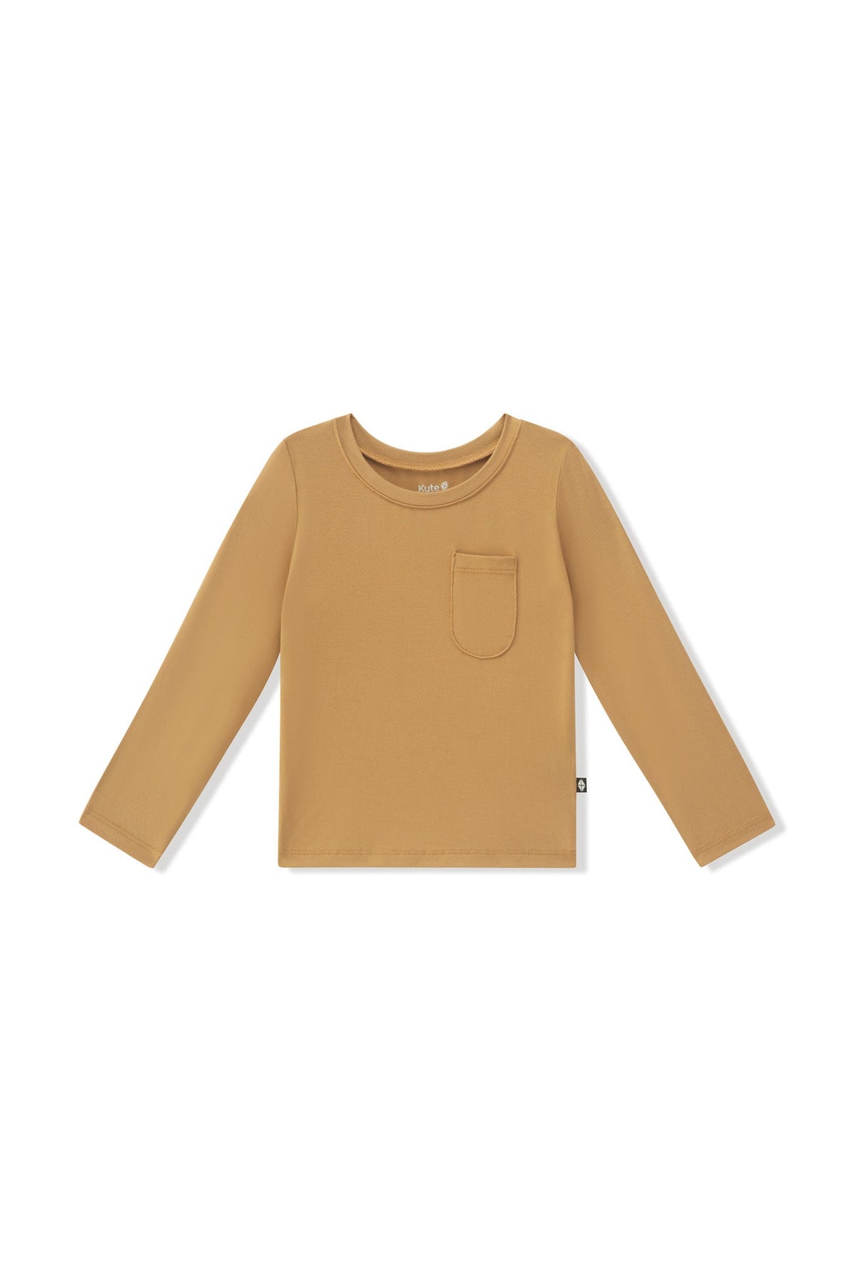 Long Sleeve Toddler Crew Neck Tee in Ochre