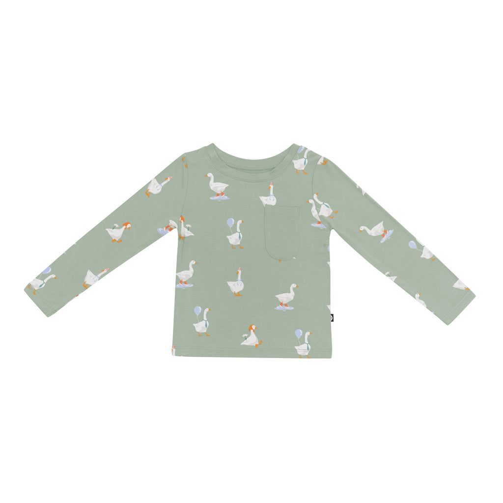 Long Sleeve Toddler Crew Neck Tee in Silly Goose