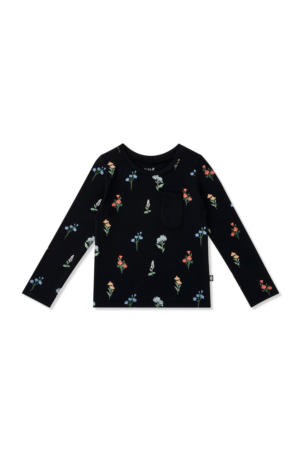 Long Sleeve Toddler Crew Neck Tee in Midnight Wildflower