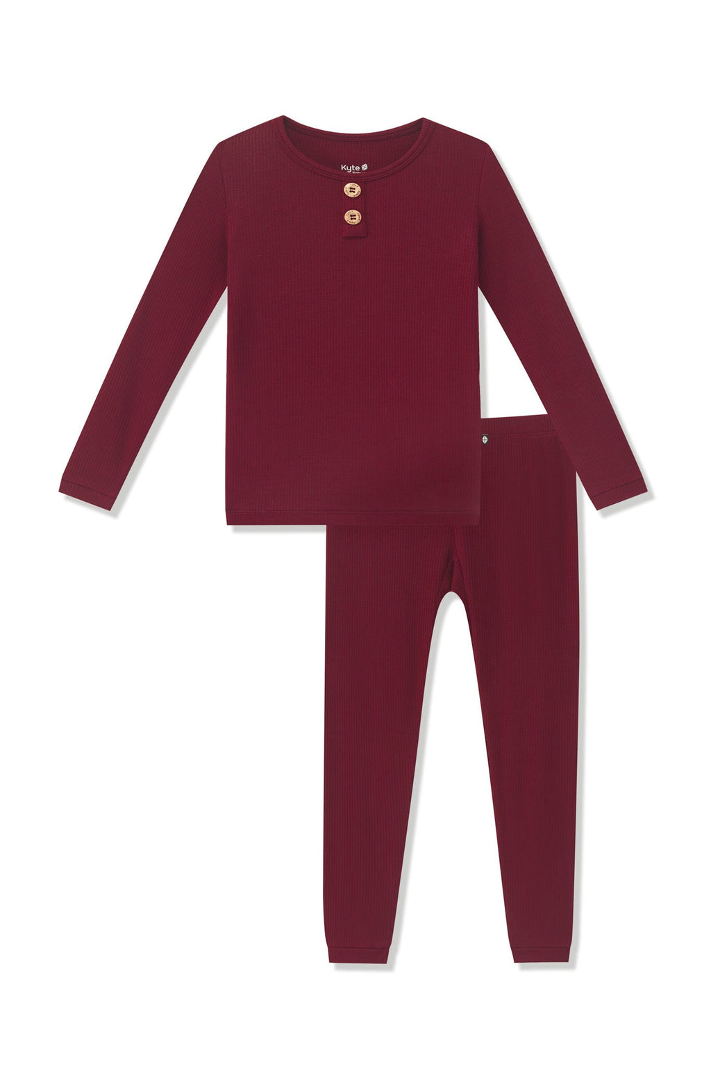 Ribbed Henley Set in Burgundy