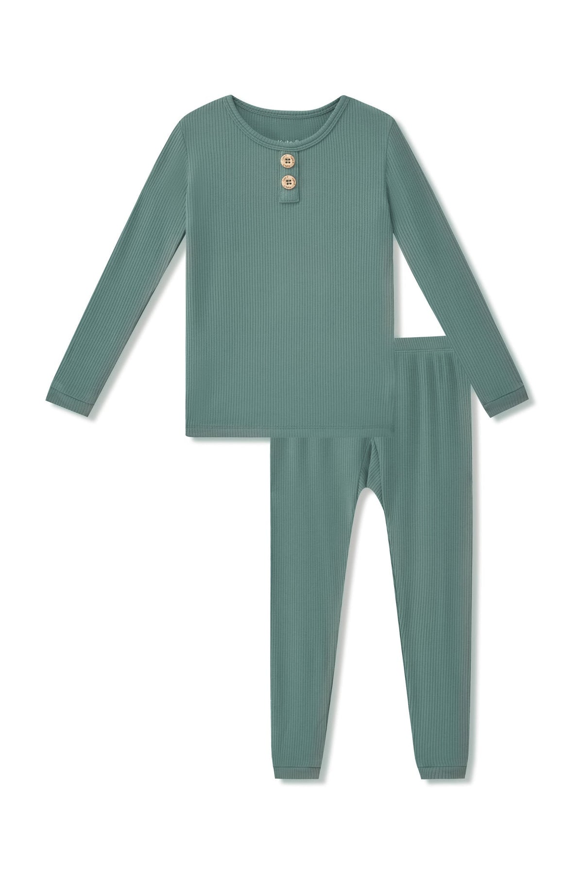 Ribbed Henley Set in Pine