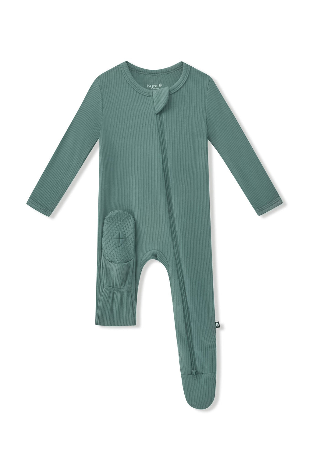 Ribbed Zipper Footie in Pine