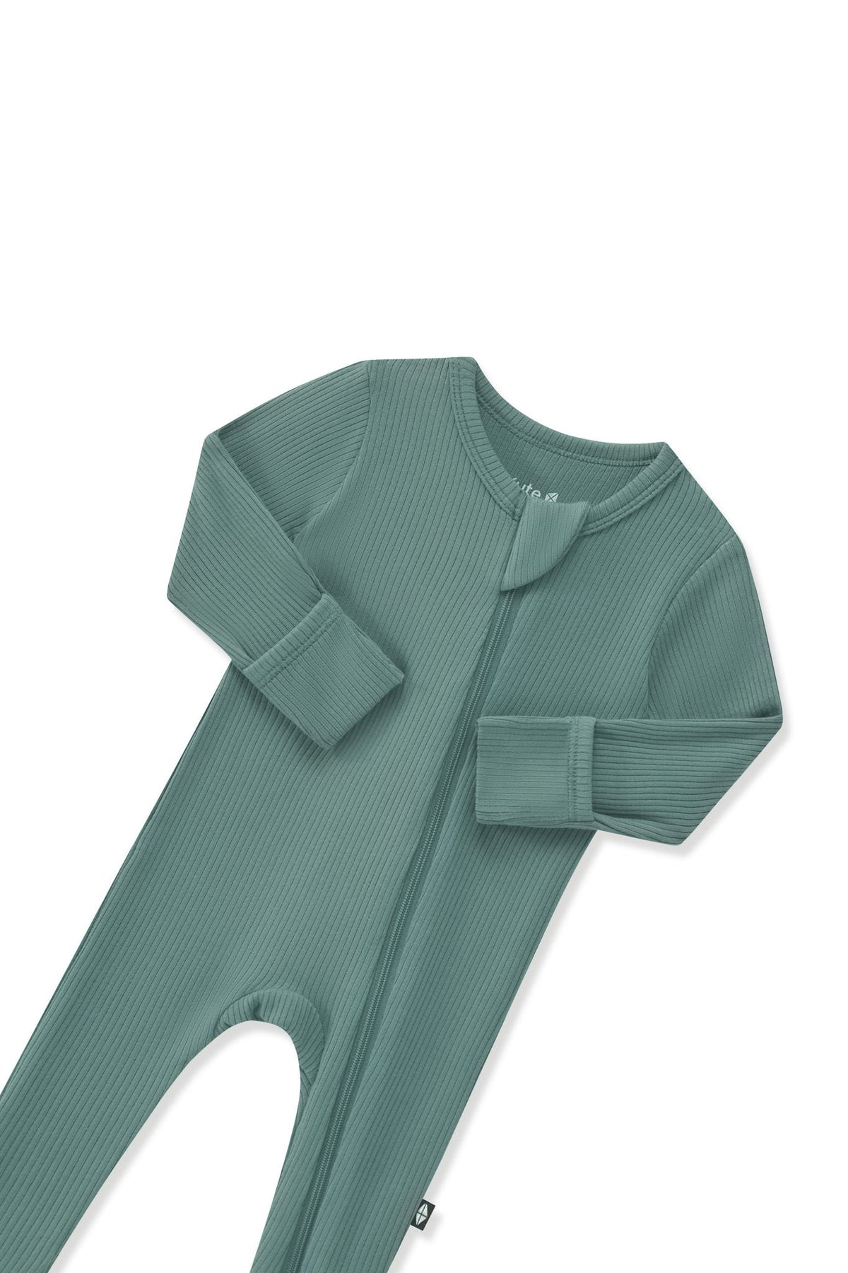 Ribbed Zipper Footie in Pine