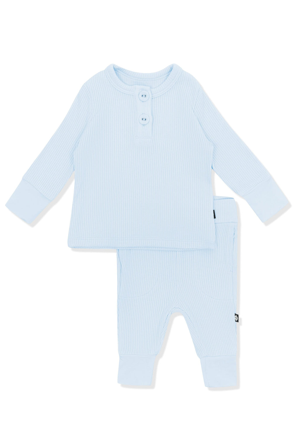 Ribbed Infant Henley Set in Breeze