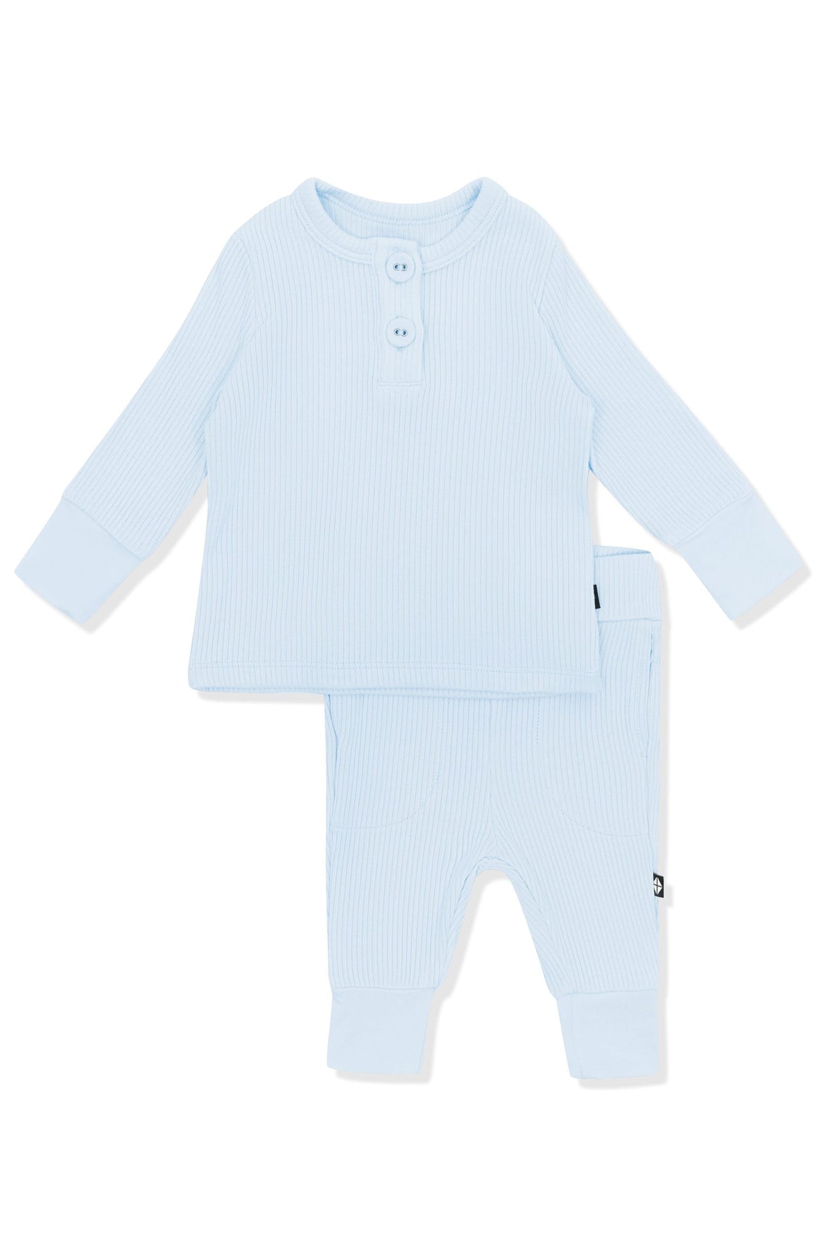 Ribbed Infant Henley Set in Breeze