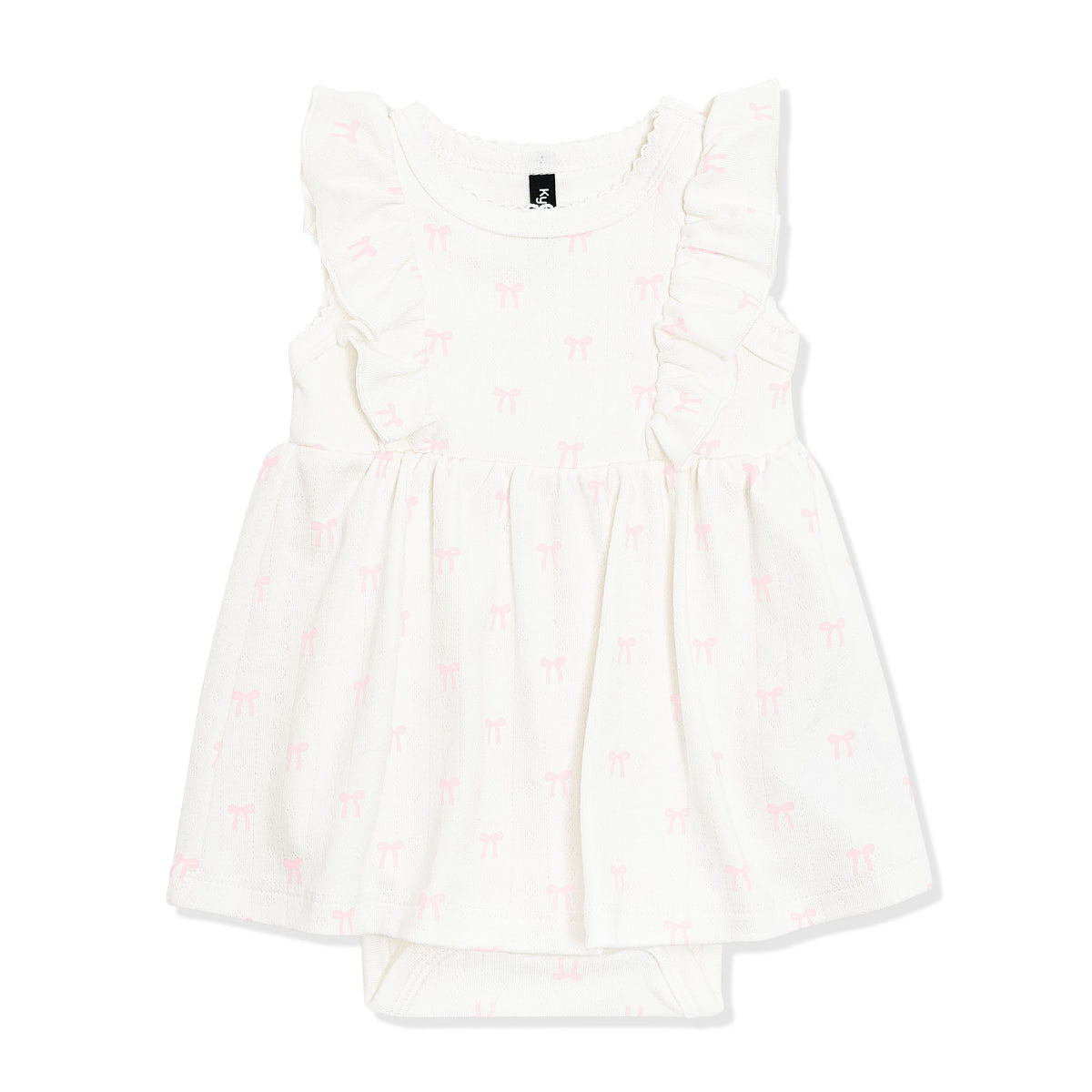 Pointelle Bodysuit Dress in Sweet Pink Bow