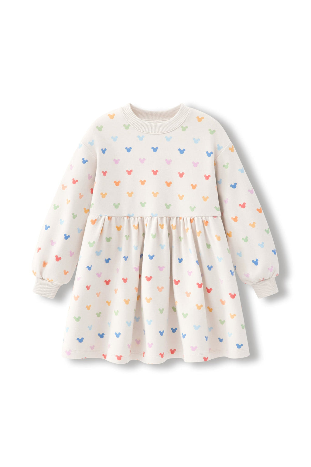 Long Sleeve Skater Dress in Pastel Mickey Mouse