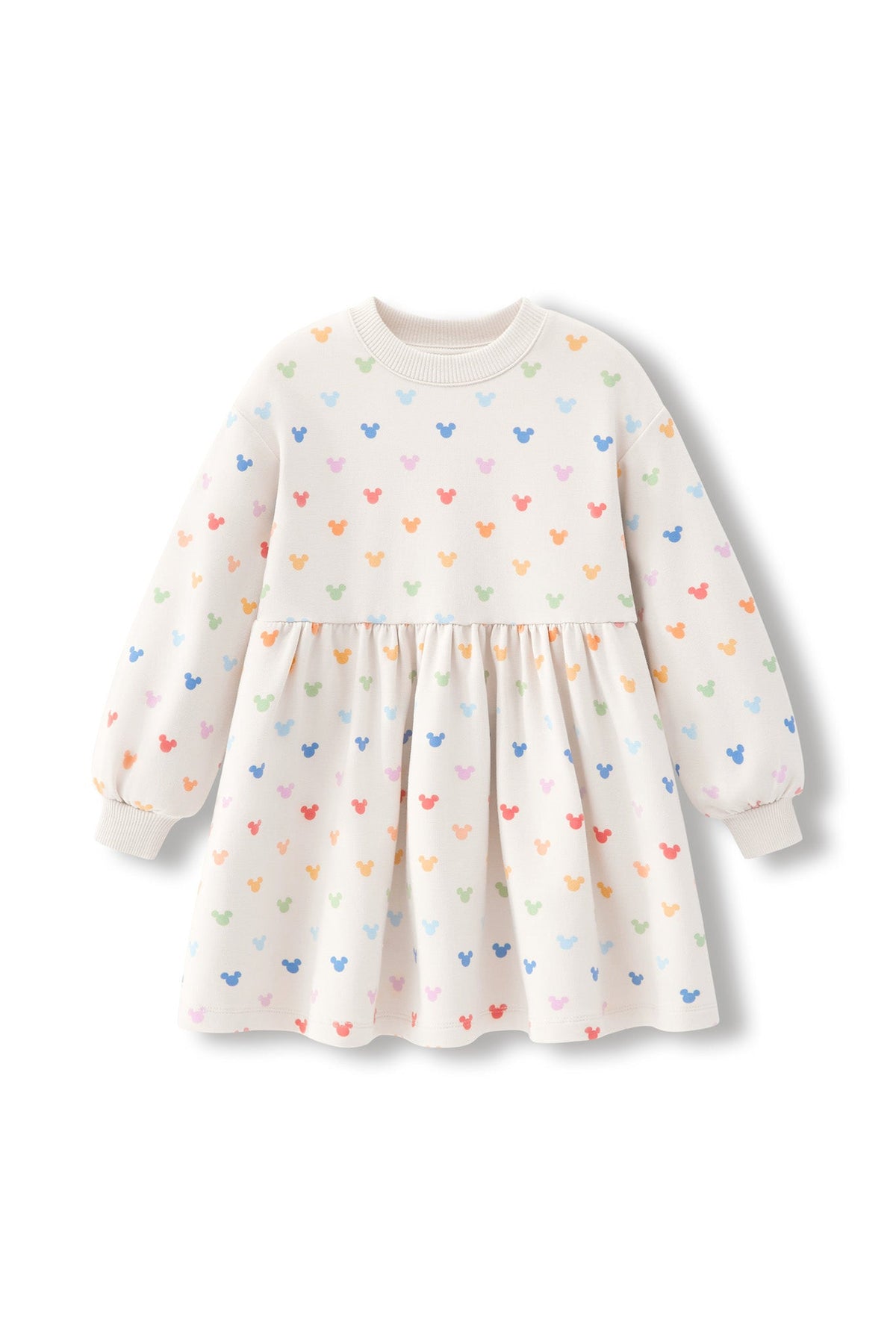 Long Sleeve Skater Dress in Pastel Mickey Mouse