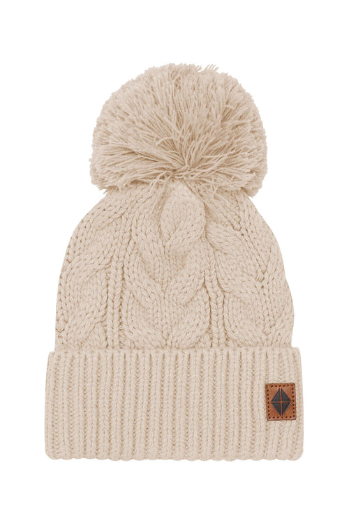 Chunky Cable Knit Beanie in Almond