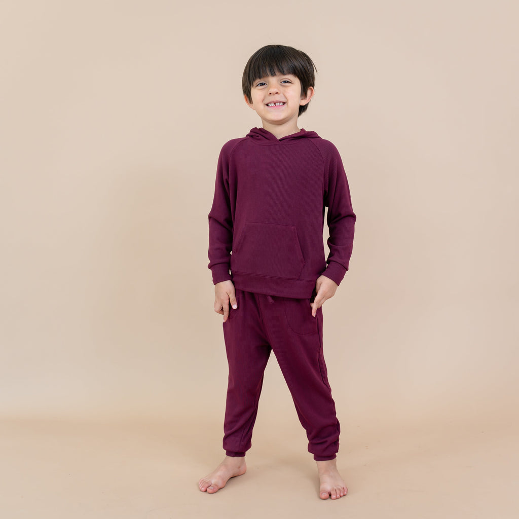 Ribbed Jogger Pant in Burgundy