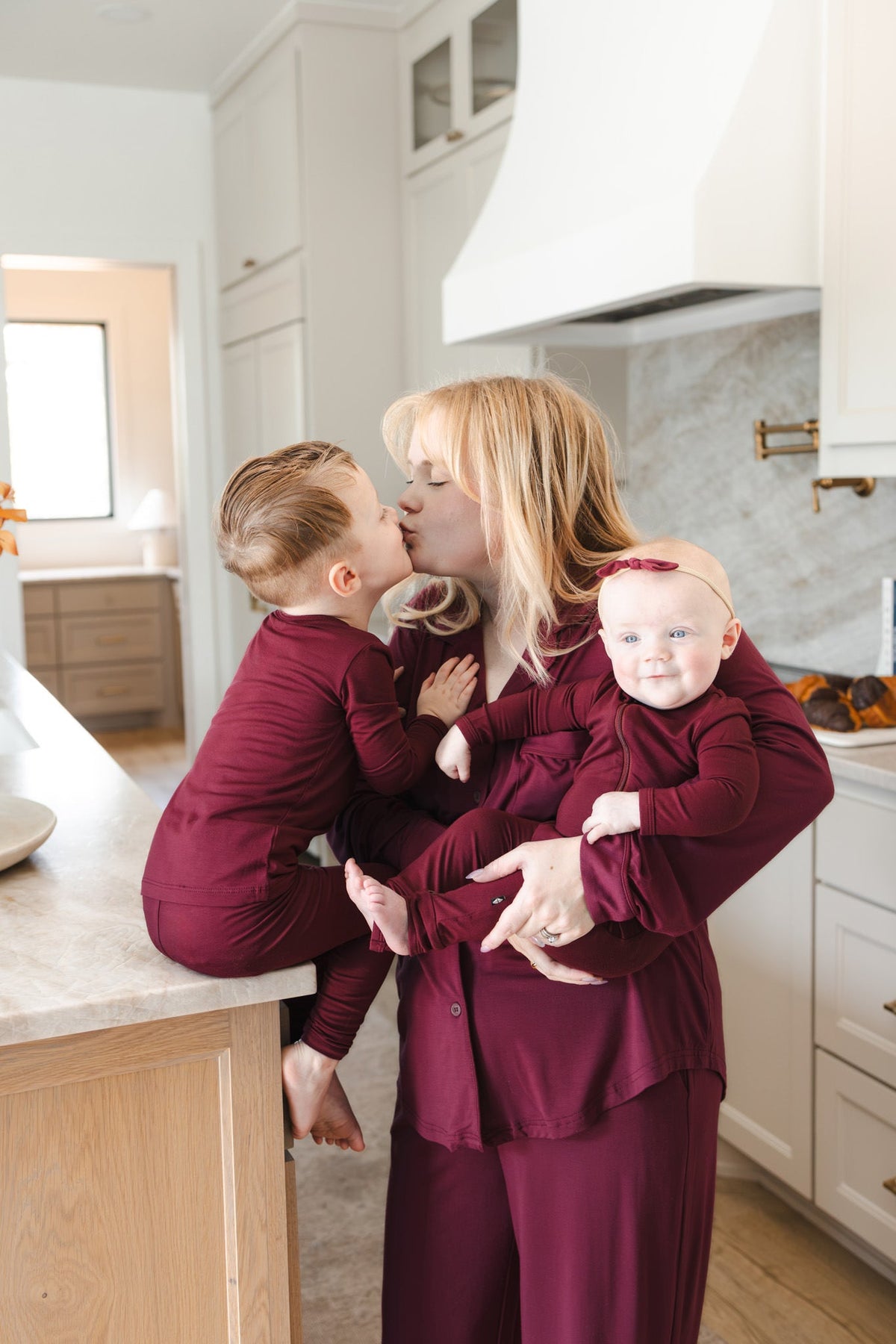 Long Sleeve Pajamas in Burgundy