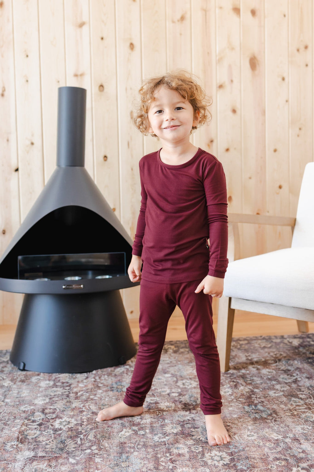 Long Sleeve Pajamas in Burgundy