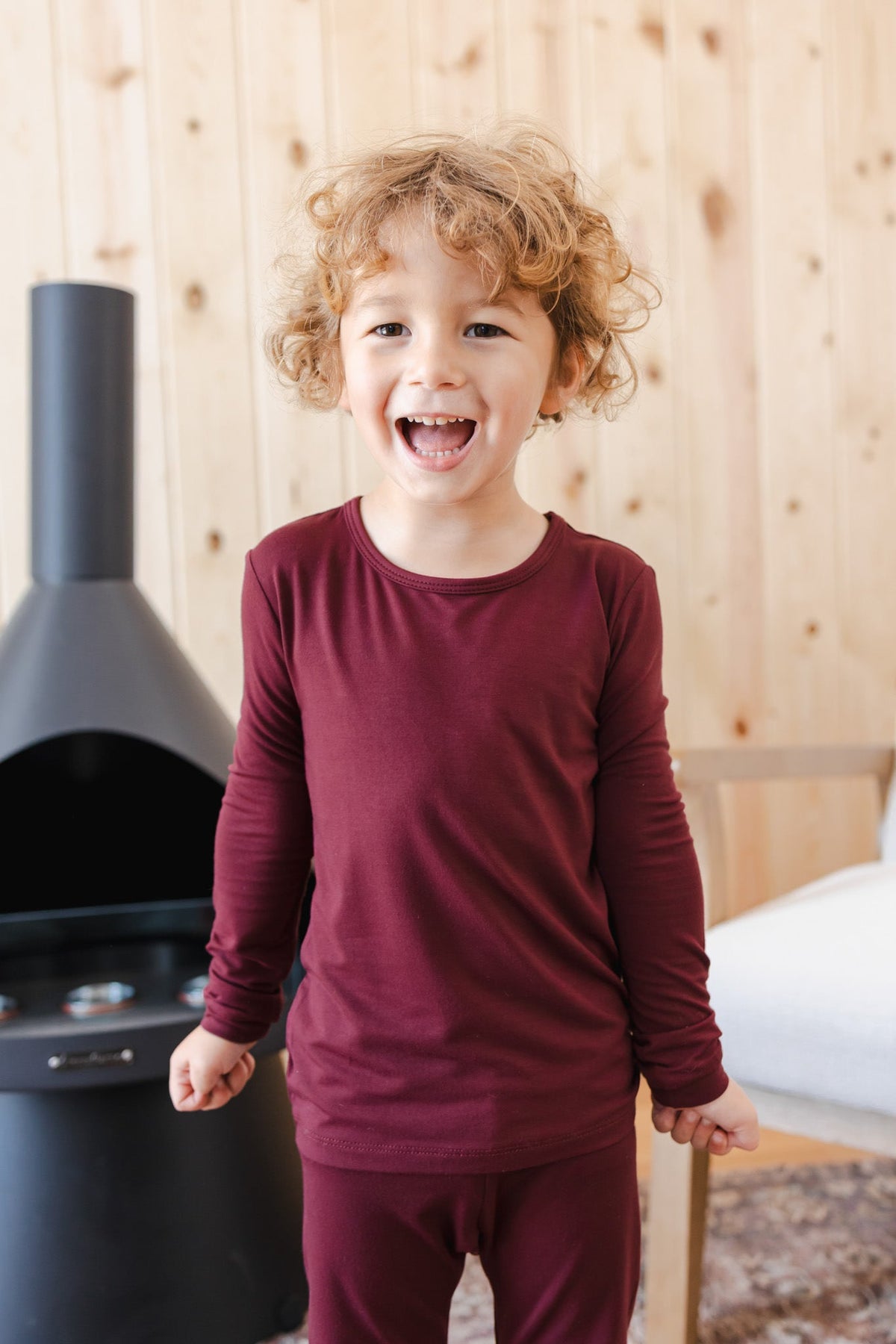 Long Sleeve Pajamas in Burgundy