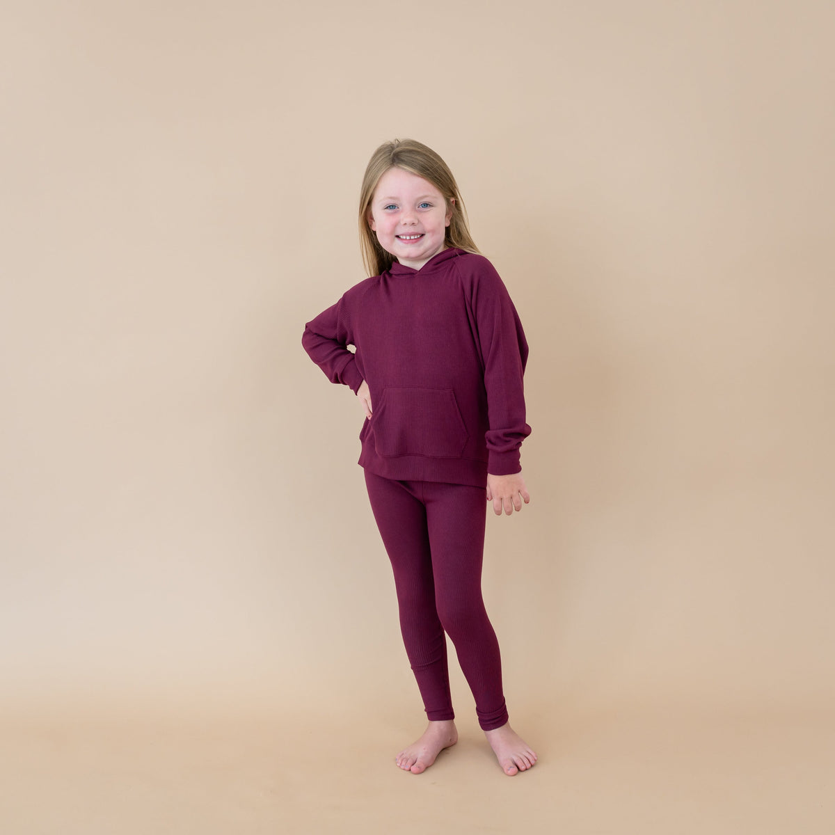 Ribbed Leggings in Burgundy