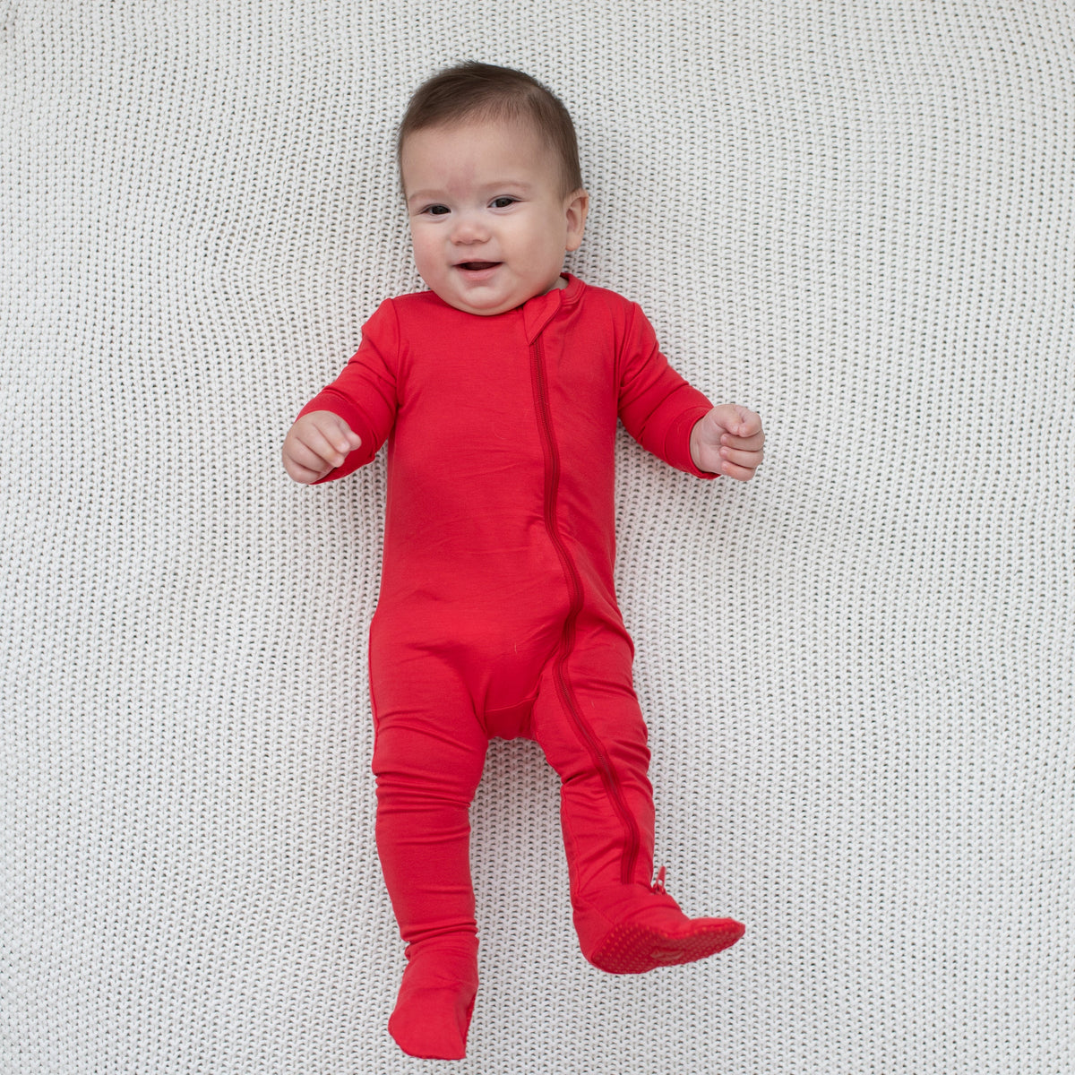 Zippered Footie in Cardinal