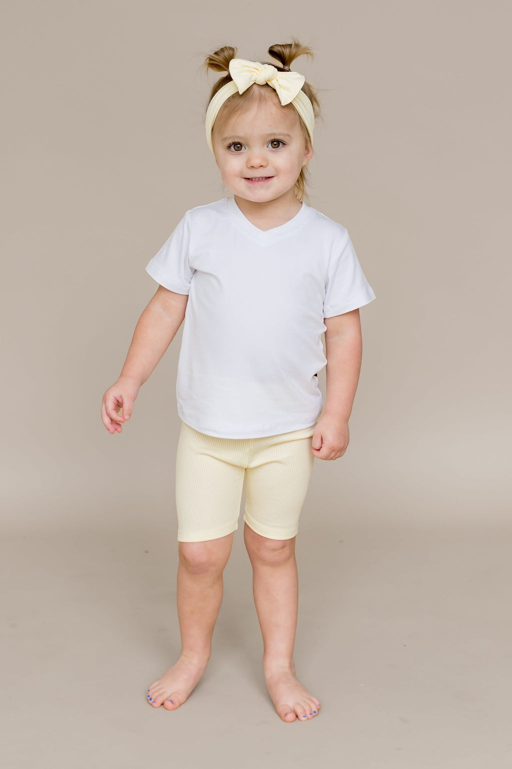 Ribbed Toddler Biker Shorts in Chamomile