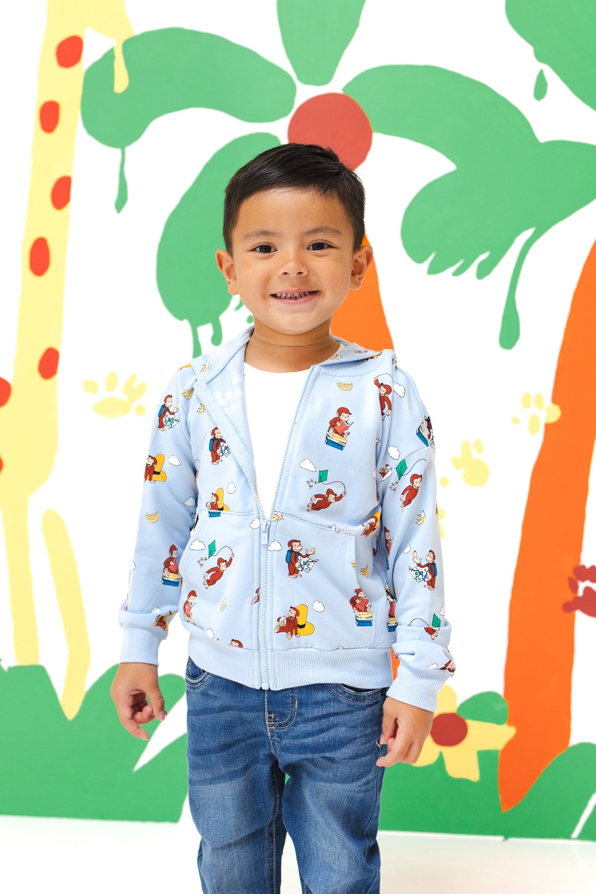 Zip-Up Hoodie in Curious George
