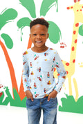 Long Sleeve Toddler Crew Neck Tee in Curious George