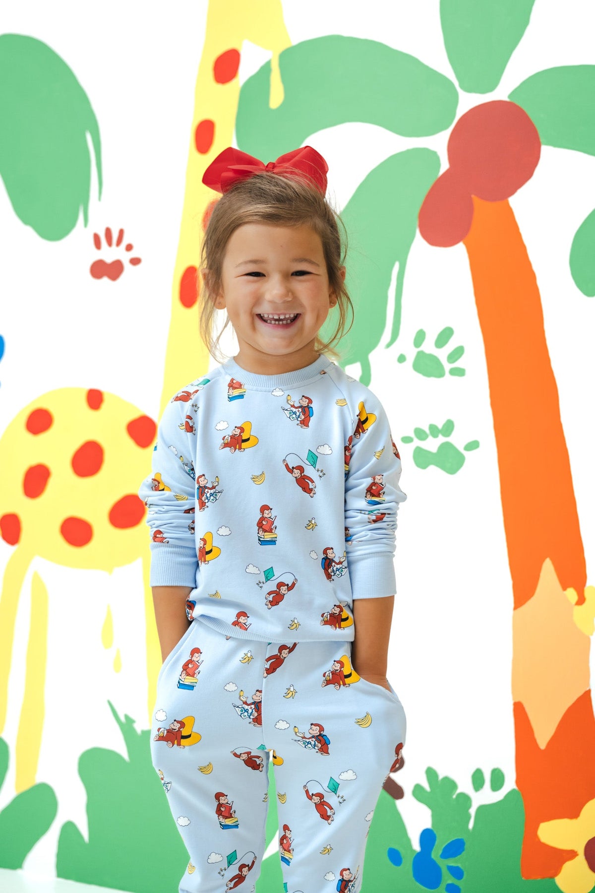 Long Sleeve Jogger Set in Curious George