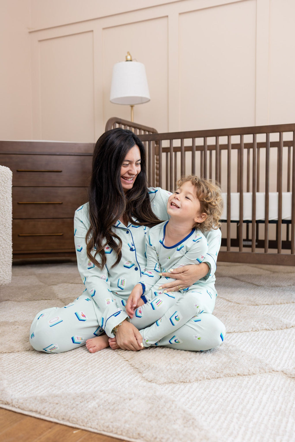 Long Sleeve Pajamas in Dew Mahjong