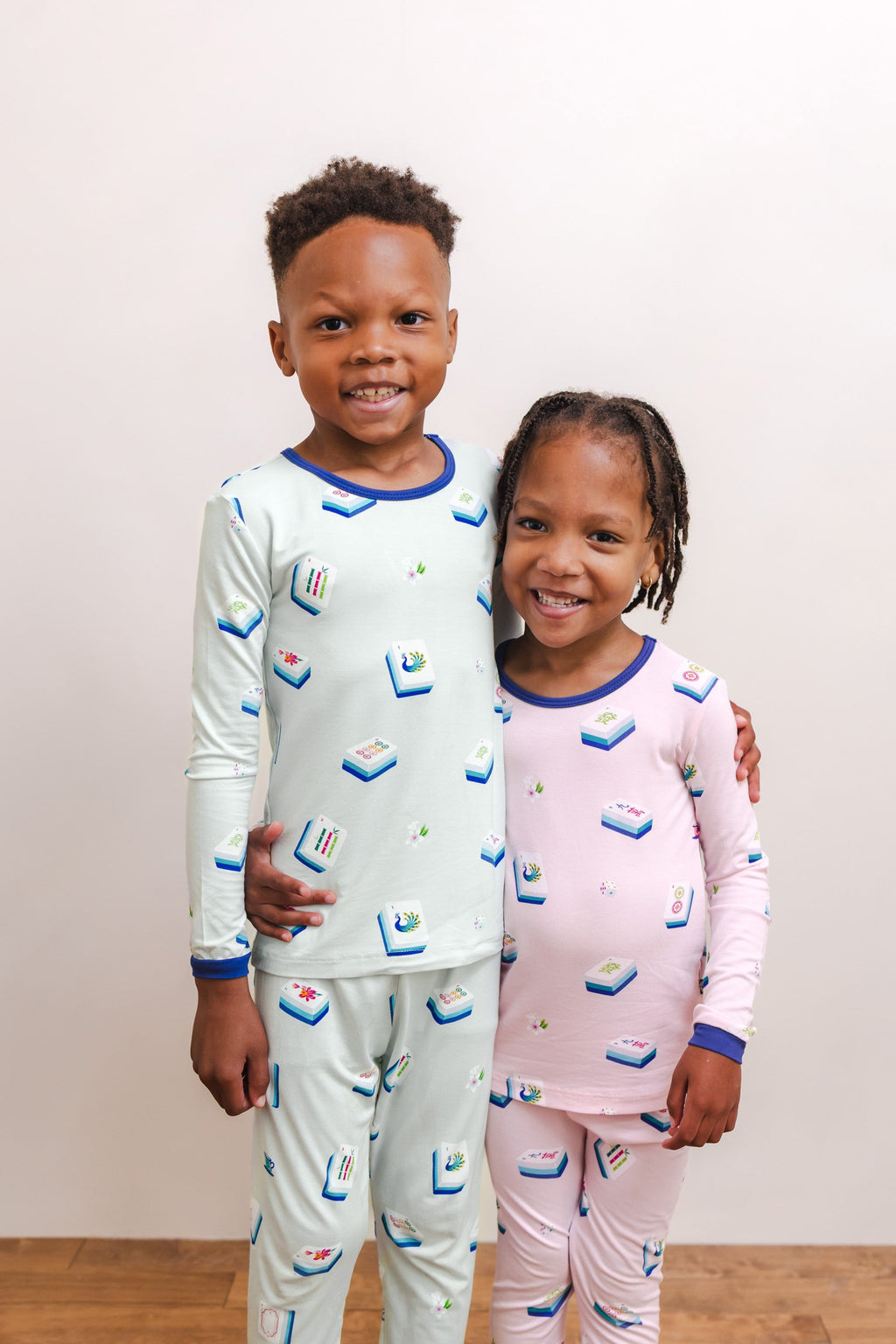 Long Sleeve Pajamas in Dew Mahjong