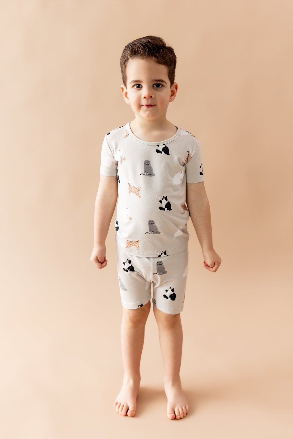 Short Sleeve Pajamas in Fluffy Cat