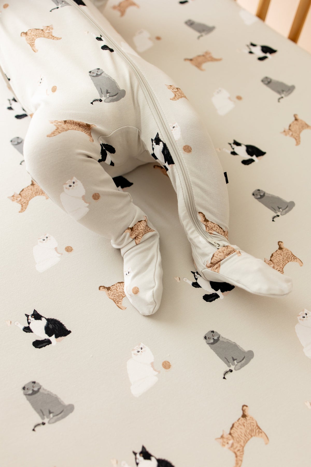 Zippered Footie in Fluffy Cat