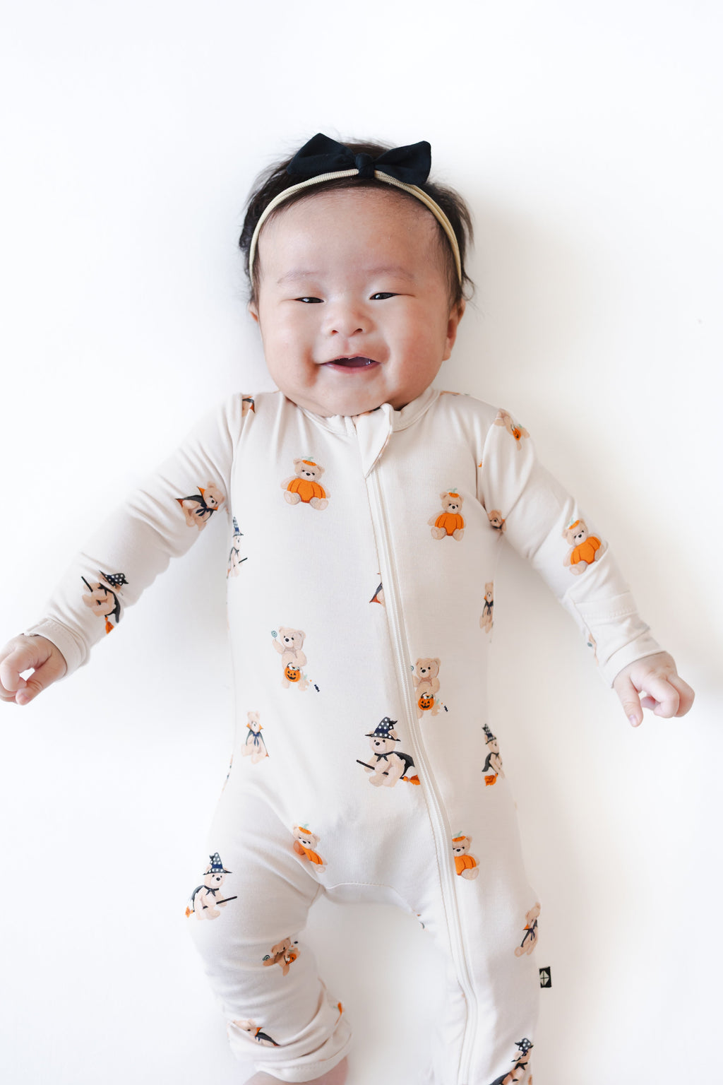 Zippered Romper in Halloween Teddy